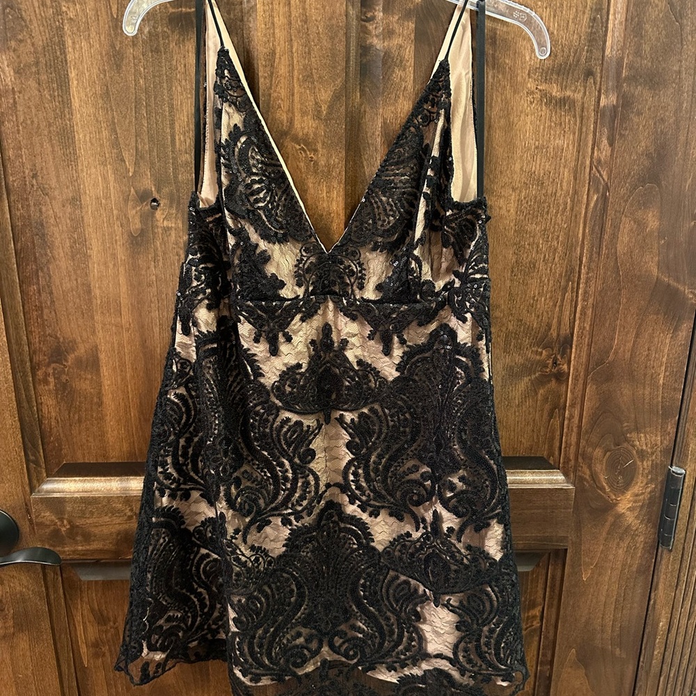Free People Black Lace Slip Dress